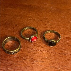 Set of 3 Antique brass rings